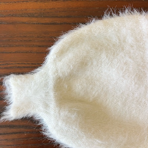 Line + Dot Cream Fuzzy Mock Neck Adler Sweater Revolve Like New - Picture 2 of 6